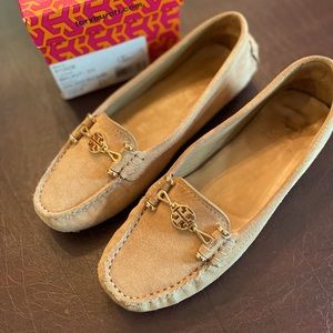 Tory Burch Walnut Suede Driving Moccasins